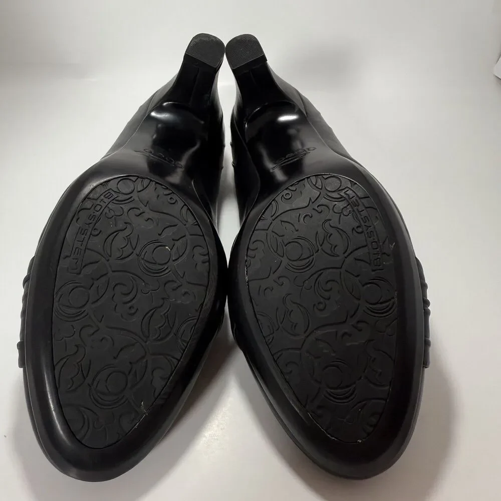 Abeo BIO Women's Black Size 7.5‎ M Comfort Heels Pumps Leather Halley